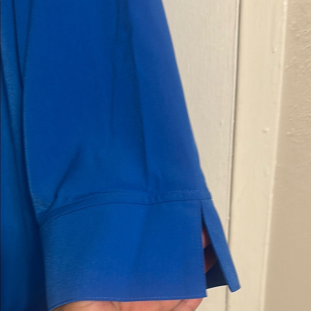 PAIGE Blue Relaxed Notched Collar Button Down Shirt - Picture 4 of 7